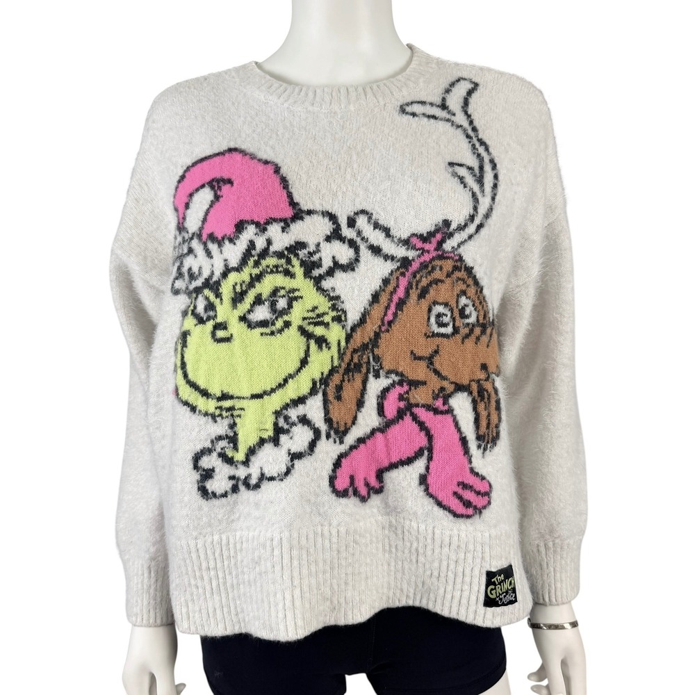 The Grinch X Justice Girls Fuzzy Knit Holiday Sweater Max Dr Seuss XL 16P/18P